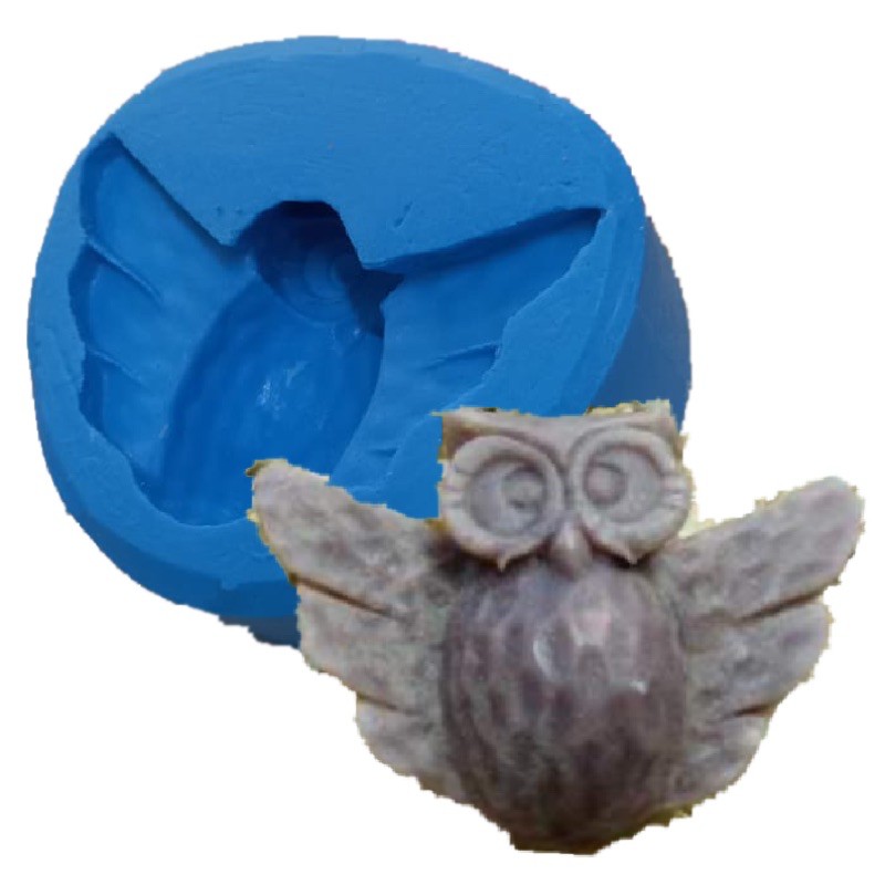 Molde de silicone - Coruja Asas Abertas Sabonete Vela Resina Biscuit