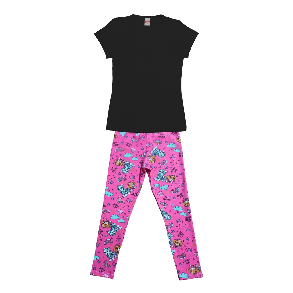 Conjunto Infantil Menina Blusa e Calça Legging Cotton Estampado e Liso Feminino Primavera / Verão (Sortidos)