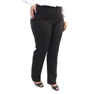 Calça social casual feminina plus size em tecido two way com elastano uniforme fardamento