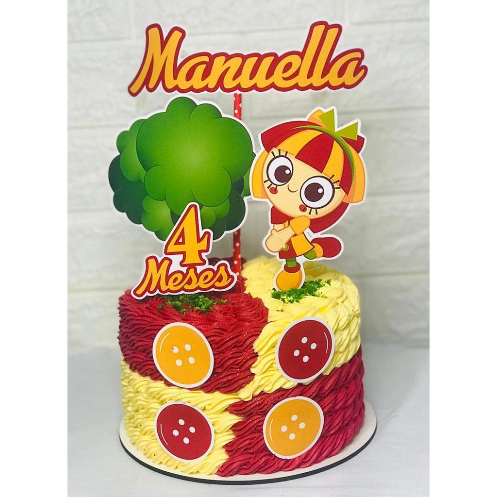 Topo Topper de Bolo Personalizado Emilia em Oferta na Shopee