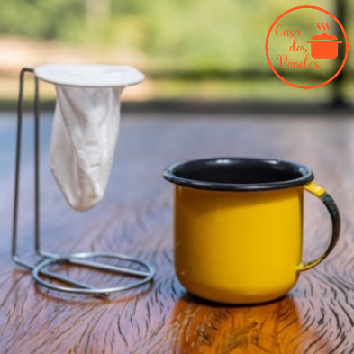 Caneca xicara esmaltada com coador 350ML kit /nº8  agata/mariquinha xicara cafe /passar cafe individual