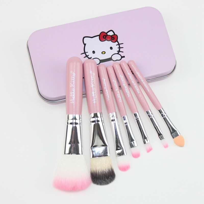 7pcs Pink Hello Kitty Caixa De Lata Maquiagem