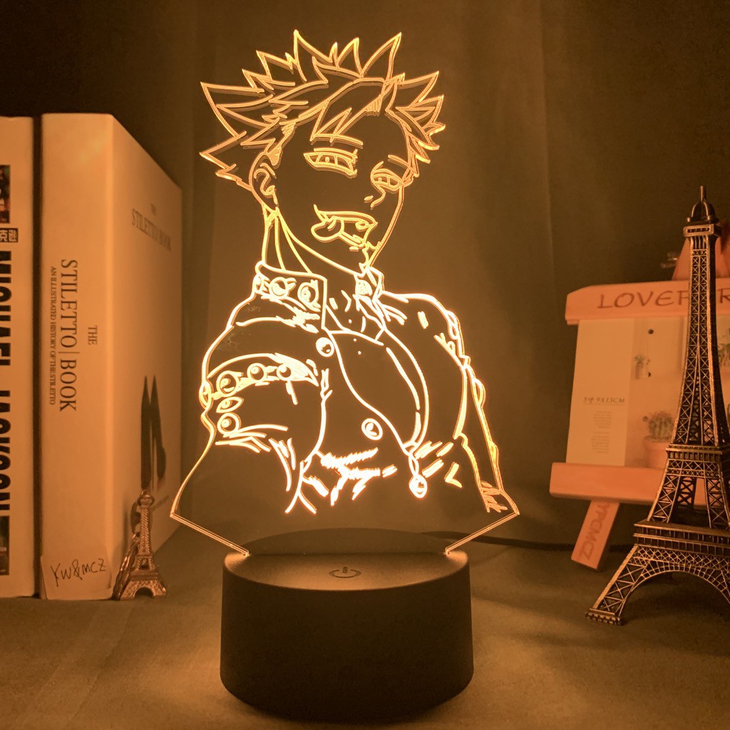 Anime The Seven Deadly Sins Meliodas Luminária LED 3D for Home Room Decorative Light Meliodas Figure Kids Gift