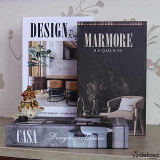 Livro Decorativo Fake Kit 3 Caixa Organizadora Porta Objetos Conjunto Modelo Design Rústico