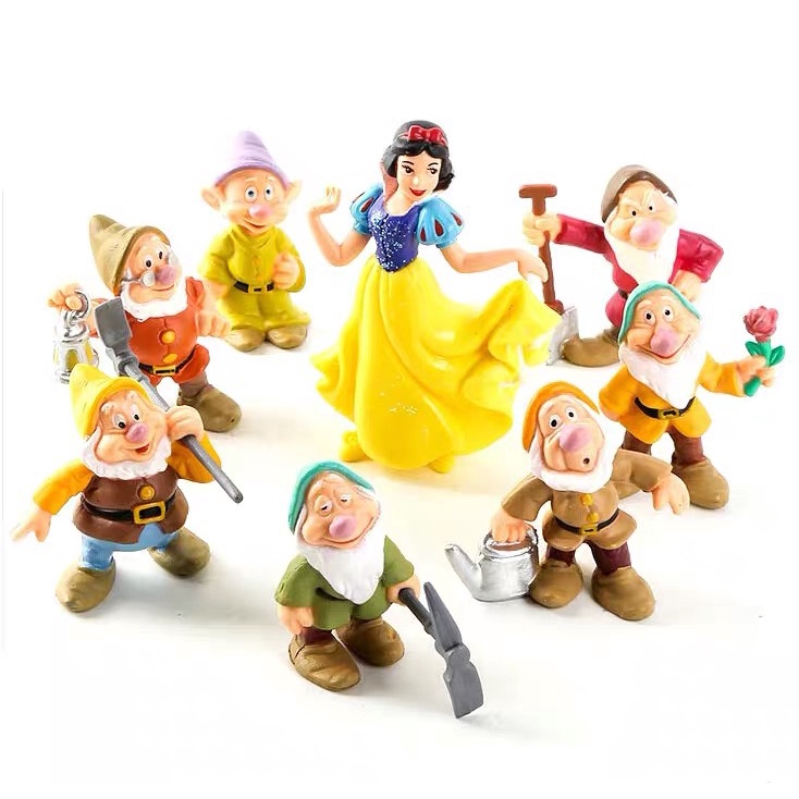 8Pcs/Set Disney Movie Snow White And The Seven Dwarfs Action Figura Princesa Da Neve Bonecas Bonitas Coleção De Meninas Brinquedos Infantis