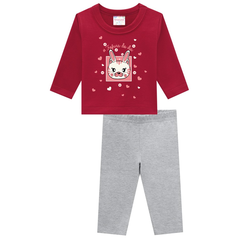 Conjunto Brandili Blusa E Calça Moletinho Feminino Infantil REF. 54276