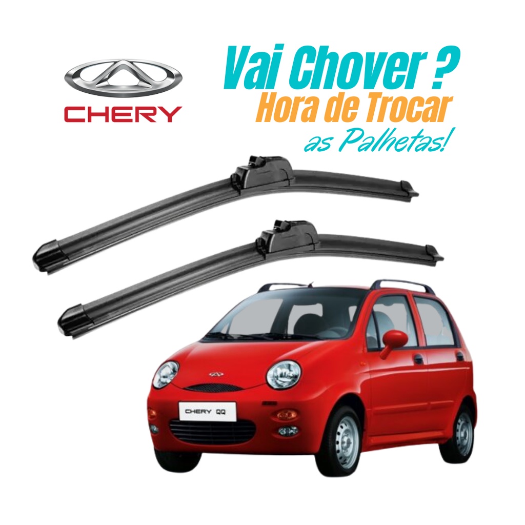 Par de Palhetas Limpador Parabrisa Chery QQ 2009 2010 2011 2012 2013 Promoção Shopee em Oferta na Shopee