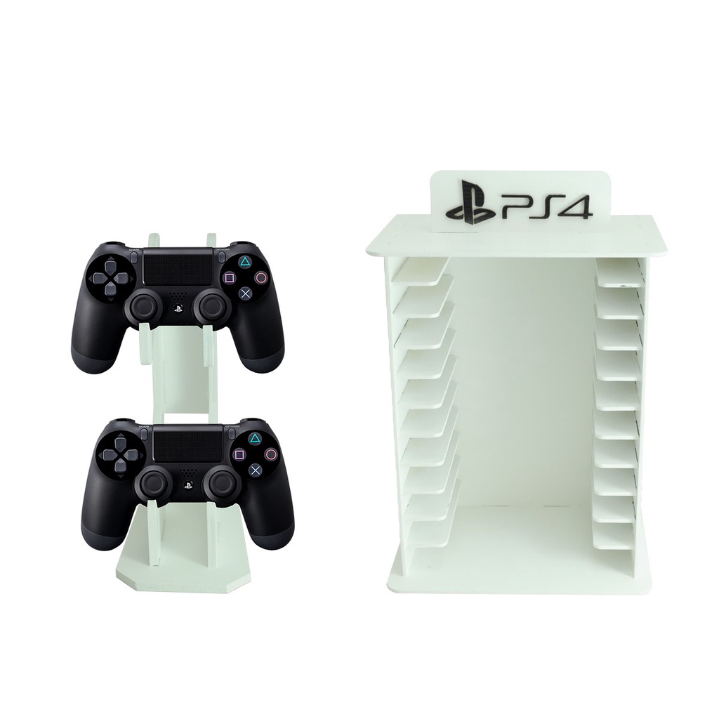 Porta 11 Jogos Físico + Suporte Controle Ps4 Gamer Laser Mdf Madeira Pintado