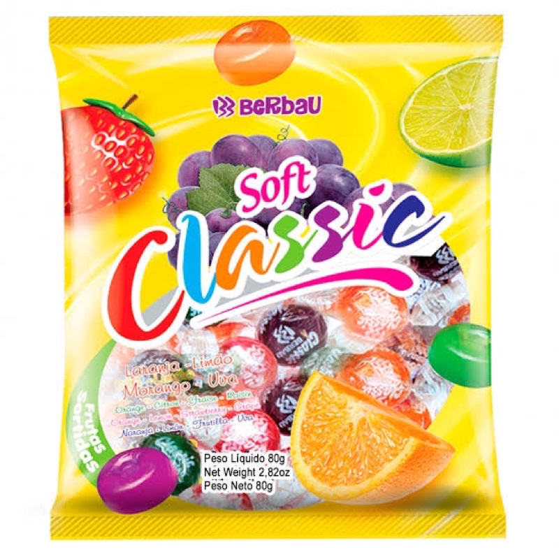 Bala Soft Classic sabores sortidos 600g - Berbau | Shopee Brasil