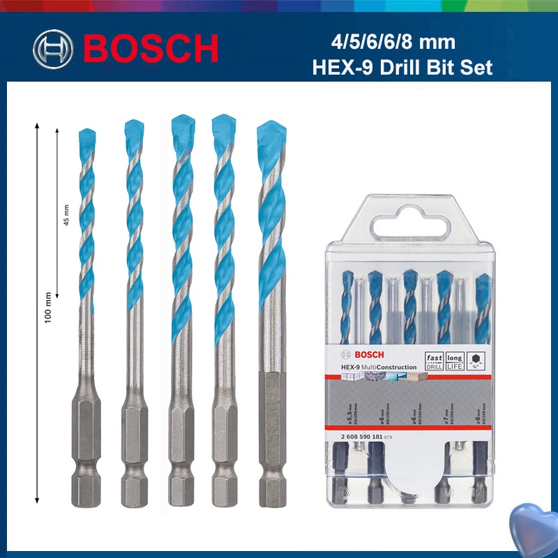 Bosch 5pçs Conjunto De Broca HEX-9 Multi-Propósitos De Construção Com Cabo Hexagonal