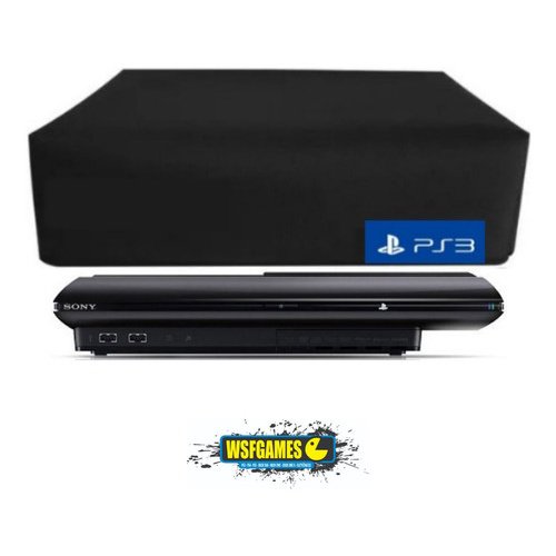Capa Protetora Para Playstation 3 - Ps3 - Modelo Super Slim Na Horizontal - Case Skin Preta