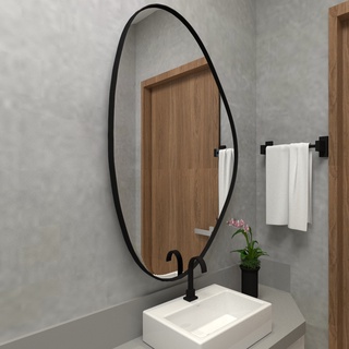 Espelho Orgânico Com Borda Decorativo Moldura Couro Eco
