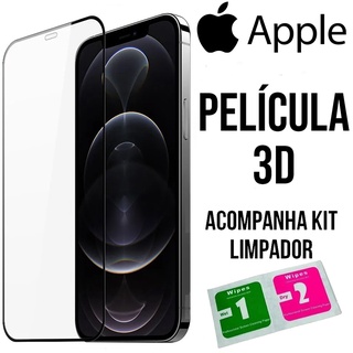 Película iPhone 3D FULL 6 6s 6Plus 7 8 PLUS Xs Xr 11 PRO MAX 12 Pro max Mini Vidro 9D Temperado Anti Queda Ótima Qualidade