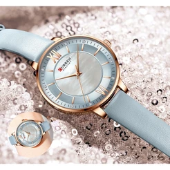 CURREN Relógio De Pulso Feminino Casual Esportivo De Couro À Prova D'água CR80LX
