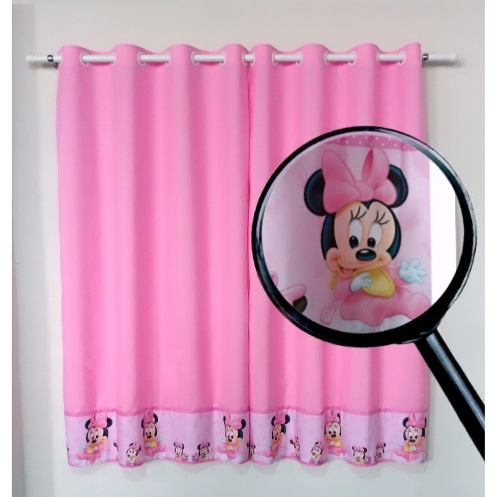 Cortina Quarto De Menina Nenem Bebe Rosa Minnie Baby Full Shopee Brasil