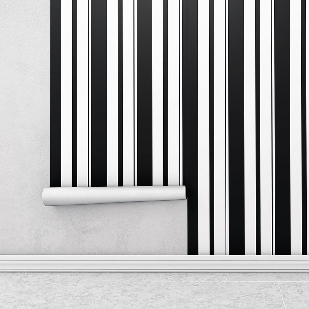 Papel de parede listrado em tons preto e branco Para Sala e Quarto em Oferta na Shopee