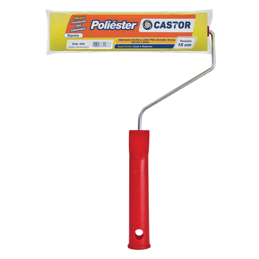 Rolo espuma poliéster 15CM c/cabo - Castor em Oferta na Shopee