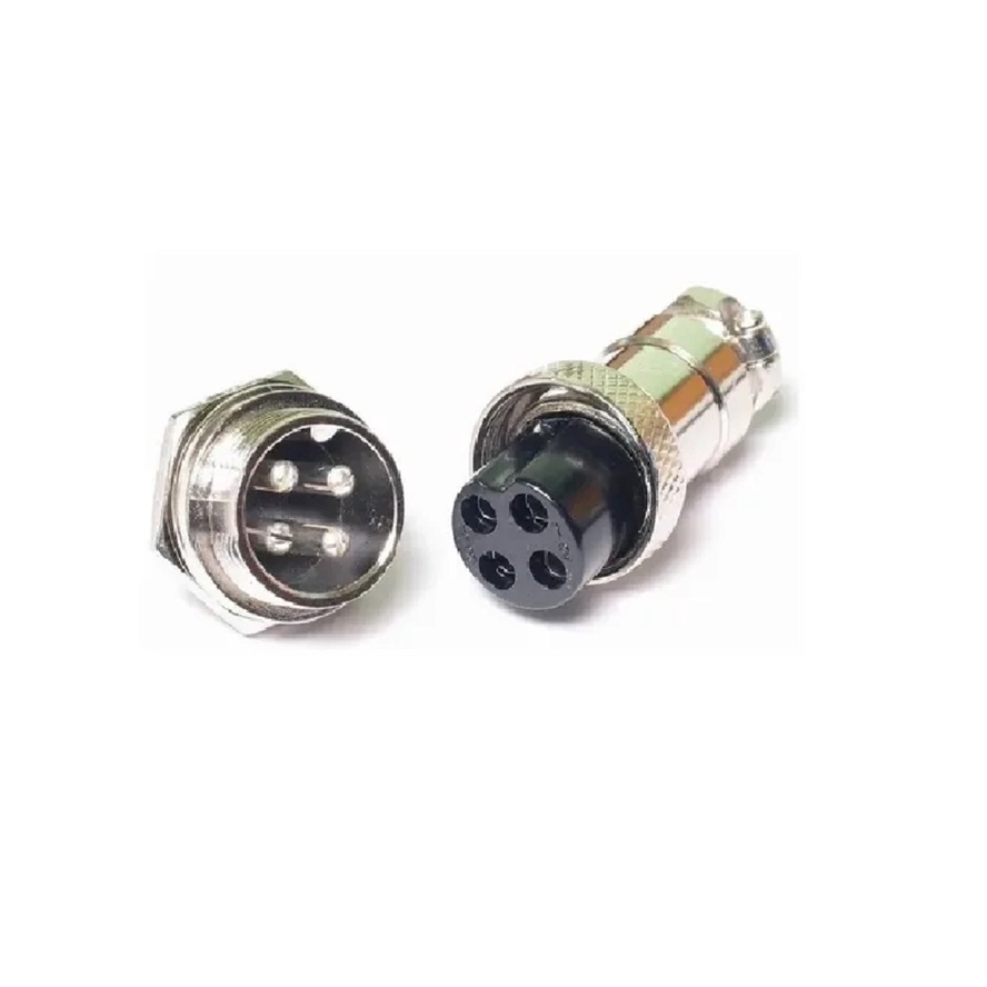 Plug Conector 4 Pino Microfone G16 16mm 4 Vias Redondo Px Py Painel Aviação Radio Px