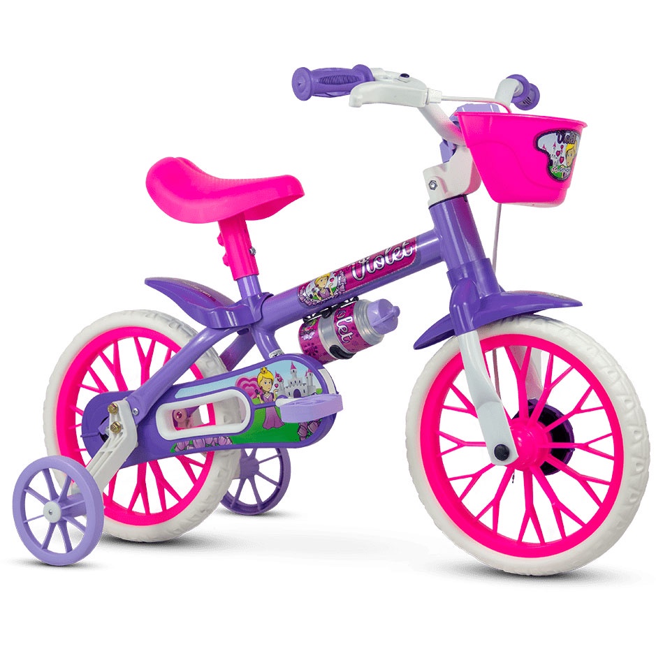 Bicicleta Infantil Aro 12 com rodinhas Nathor Violet de 3 a 5 anos em Oferta na Shopee