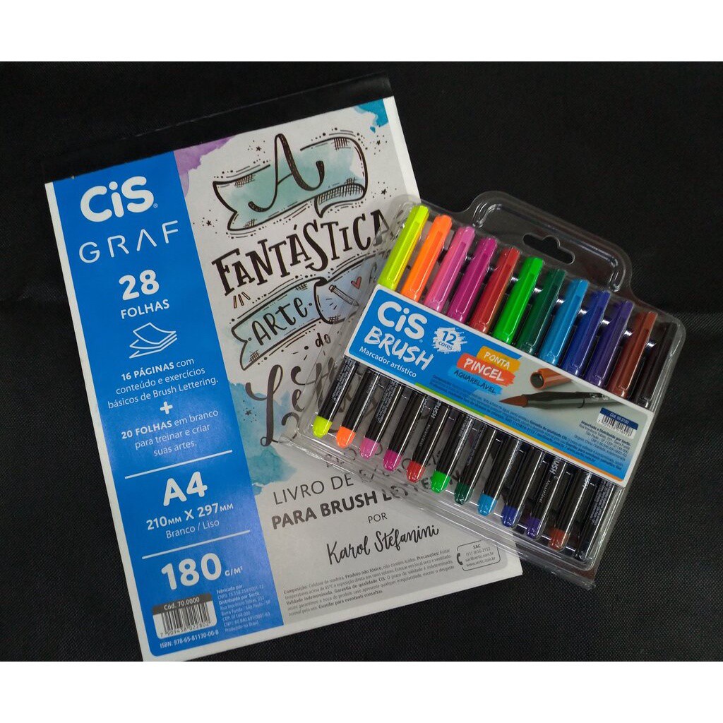 Kit LETTERING bloco com exercícios estojo de canetas brush cores Shopee Brasil