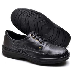 Sapato Formal Social de Calçar Masculino Ortopédico Flexível Conforto Com Cadarço Ref 2020