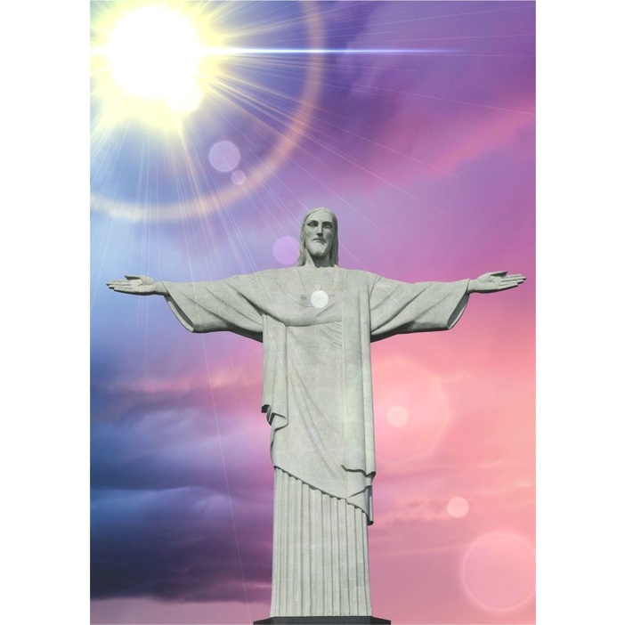 Poster Cristo Redentor Rio de Janeiro RJ sem moldura tamanho 30x42 cm, papel couchê laminado