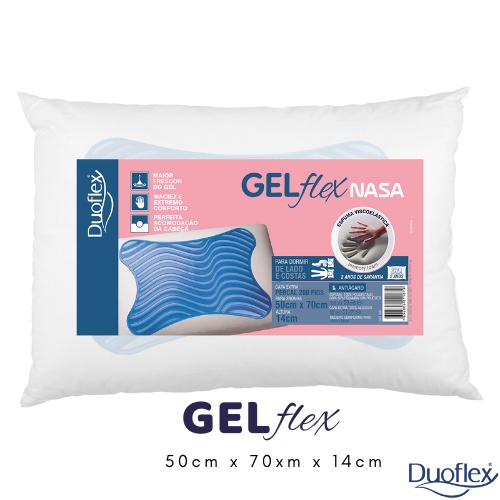 Travesseiro Duoflex Gel NASA Antiácaros C/ Capa Percal 200 Fios