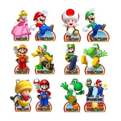 Kit 10 Display Mesa Mario Bros Festa Decoração 20cm em Oferta na Shopee
