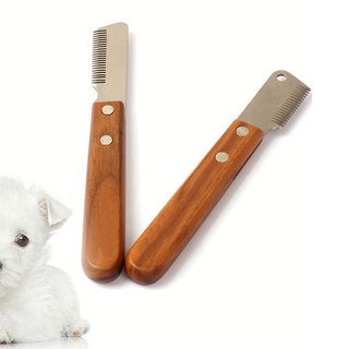 Pente Profissional De Aço Inoxidável Para Cães Com Cabo De Madeira / Removedor De Pelos De Animais