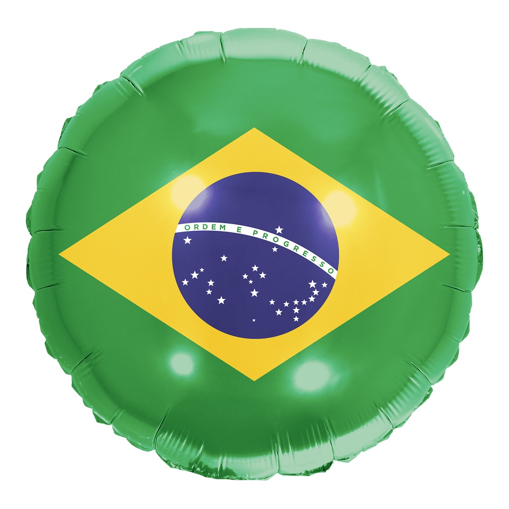 Balao Redondo Metalizado Copa do Mundo Bandeira do Brasil- 18 polegadas em Oferta na Shopee