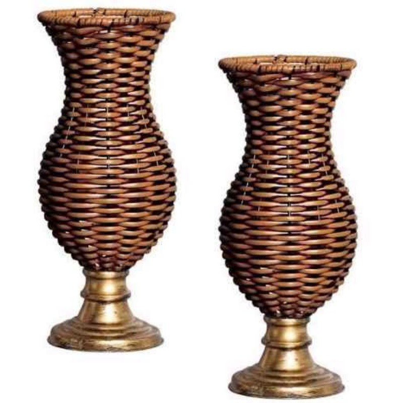 2 vasos taça de mesa junco base dourado