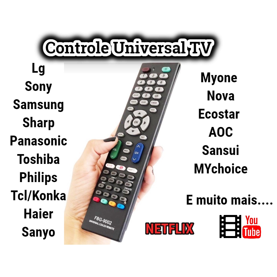 Controle Universal Para Tv Todas As Marcas Led Smart Lcd/Controle Samsung, LG, Panasonic, Toshiba, Aoc, Tcl, Sony, Sharp, Philips e muito mais...