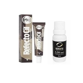 Refectocil 3.0 Castanho Natural / Escuro 15ml + Oxidante Henafix 20ml Tintura para Cílios Sobrancelhas Barba