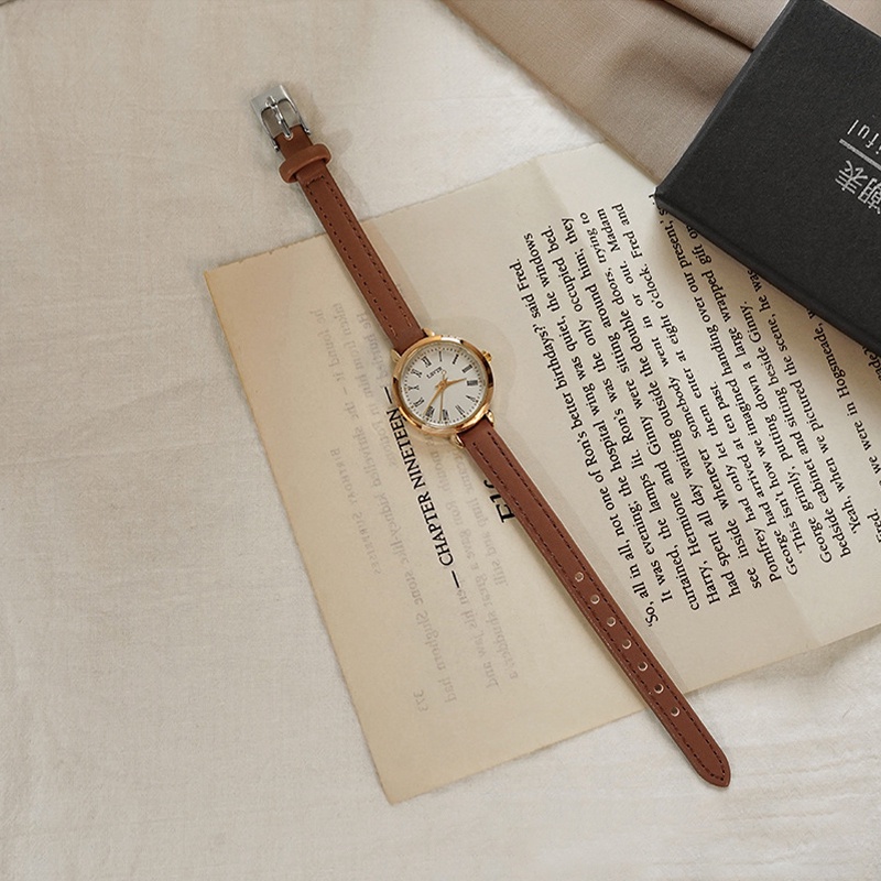 Relógio De Quartzo Feminino Com Mostrador Pequeno Pulseira De Couro