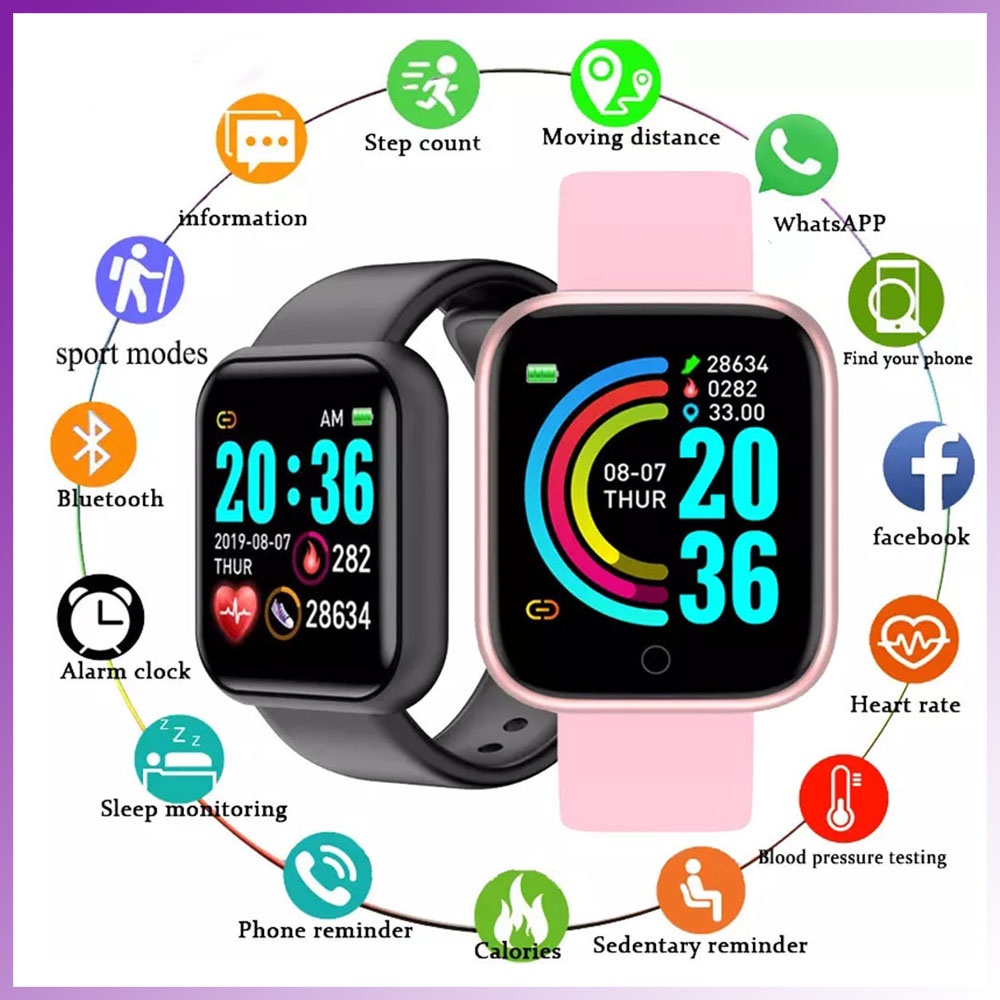 Smartwatch Y68 D20 Bluetooth Com Monitor Cardíaco Fitness Rastreador