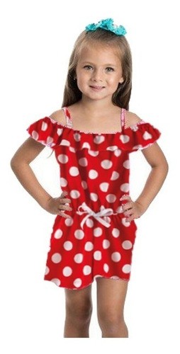 Macaquinho Infantil Menina Ciganinha Bolinha Vermelho Festa