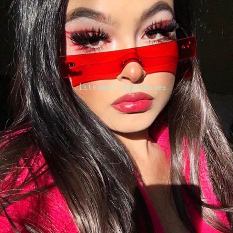 Nova Retangular Óculos De Sol Das Senhoras Marca De Moda De Luxo Designer Rosa Vermelho Claro Lente Pequena Personalidade Óculos De Sol