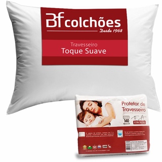 Kit Travesseiro Fibra Siliconada Antialérgico 50x70cm + Protetor de Travesseiro em Matelassê 100% Algodão BF Colchões