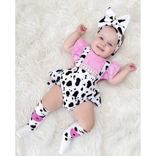 Jardineira Saia Romper Vaquinha Fazendinha Bezerrinha (Não acompanha meia) em Oferta na Shopee