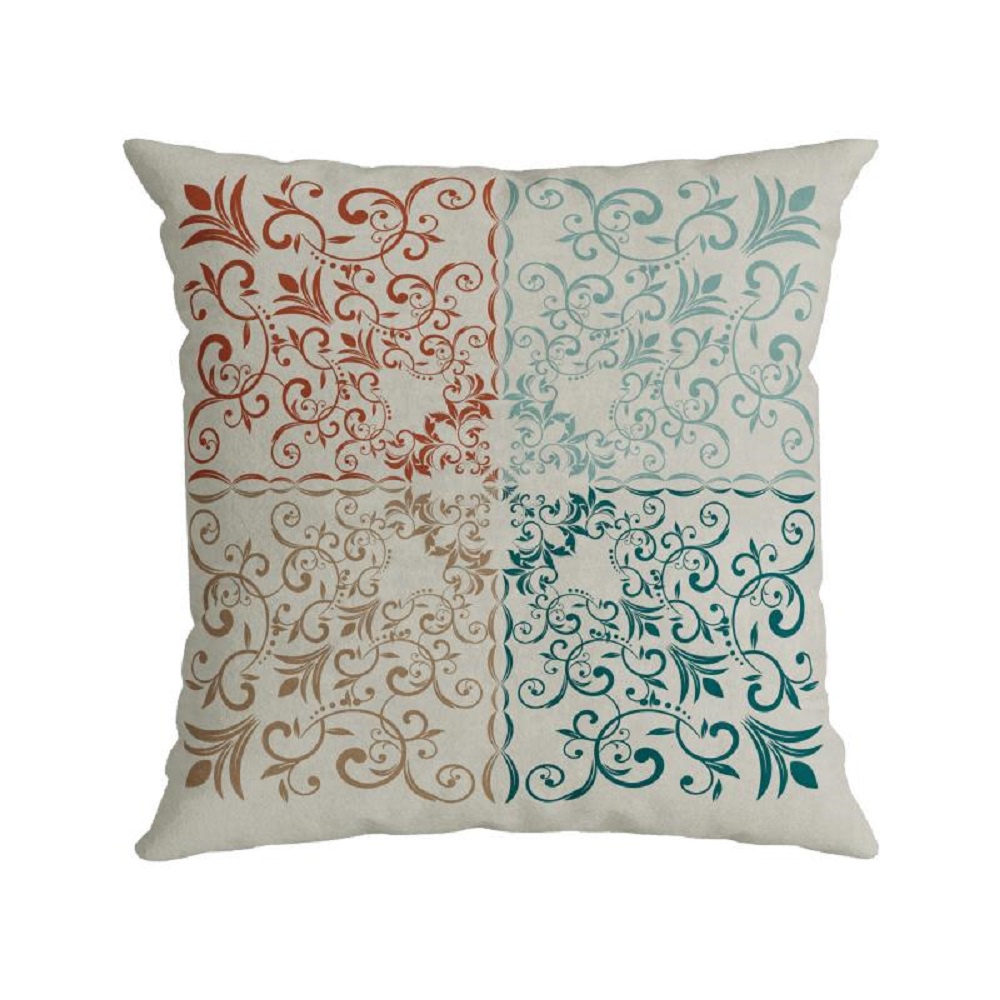 Capa Para Almofada Veludo Luxor Branca Estampada 43x43cm Belchior Para Decoração