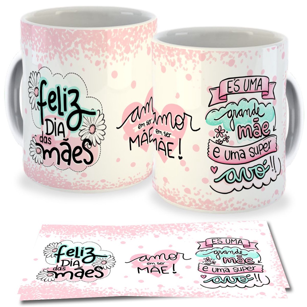 Caneca Dia das Maes - Presente para Mães Aniversário de Porcelana com Nome e Frases Lembracinha 230