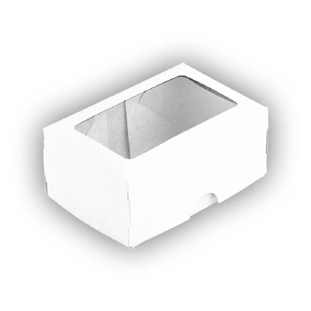 Caixa 2 Doces com Visor S1 6x9x4cm Branca 10un - Assk Rizzo