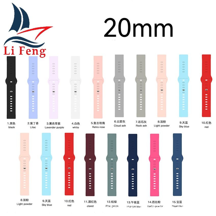Pulseira de Silicone 20mm Encaixe maior Para Galaxy Watch3 41/45 Active2 Amazfit Bip GTR42mm GTS