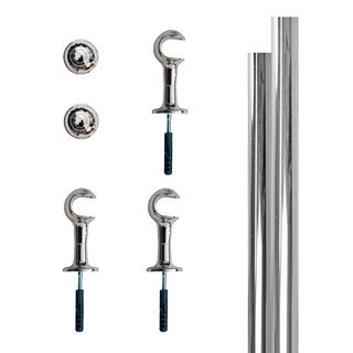Kit Varão P/ Cortinas 2,00 Metros 19mm (Fino) - Várias Cores