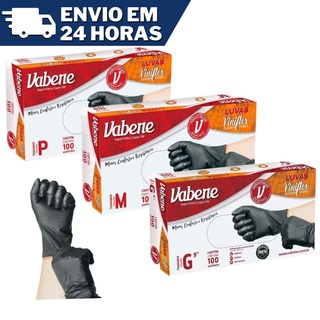 Luva Preta Descartável Viniflex 100 Unidades Sem Pó