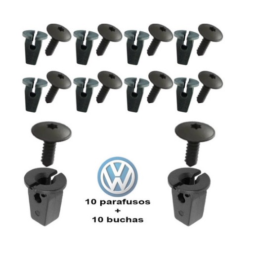Kit 20 Bucha + Parafuso Parachoque Parabarro Amarok Up Gol Voyage Saveiro Fox Golf Jetta