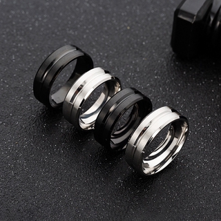 Anel Simples Masculino De 8mm De Largura Média Ranhura Fosco De Aço Inoxidável Para Homens