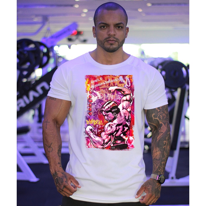 Camiseta masculina fit manga raglan legends branca - Bombey