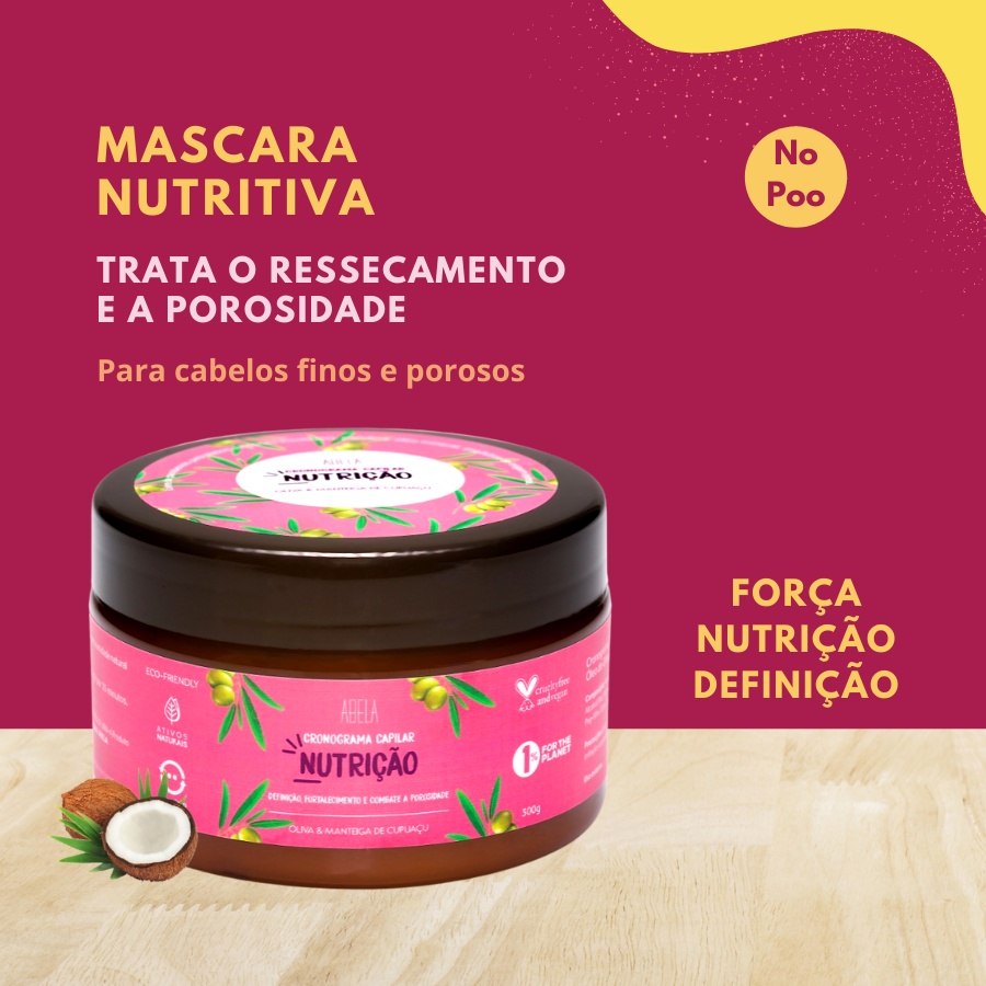 Mascara de Nutrição Capilar 300g - ABELA cosmetics - para cabelos finos ...