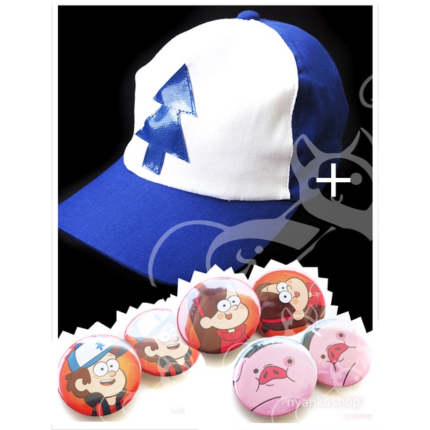 Kit Gravity Falls : Boné Dipper + Broche Bottons